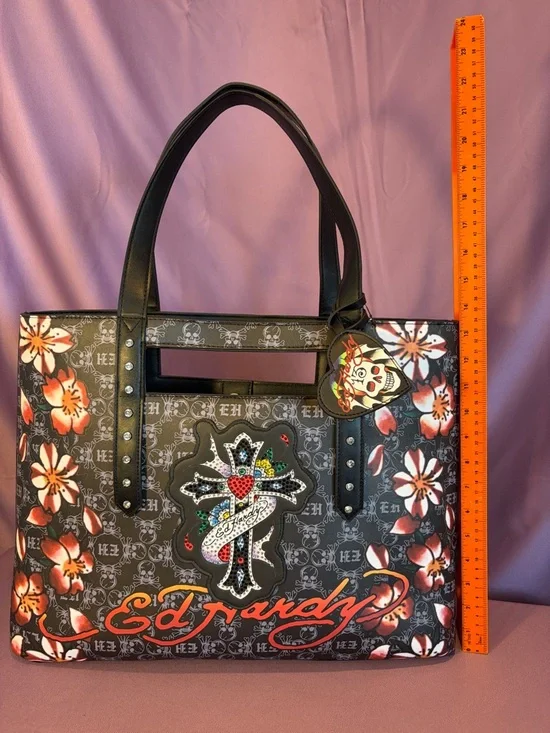 Ed Hardy Large Floral Tote Bag with Matching Wallet - Picture 9 of 14